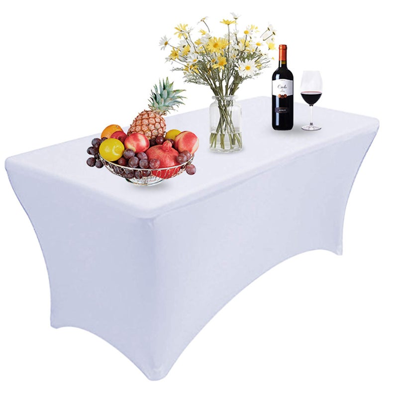 RELIANCER 1 Pack Stretch Spandex Table Covers for Rectangular Tables,4FT Elastic Fitted Tablecloth,Universal Rectangular Table Cloth Protector for Outdoor Party,Wedding,Bar,Birthday,Banquet,Events - Image 1